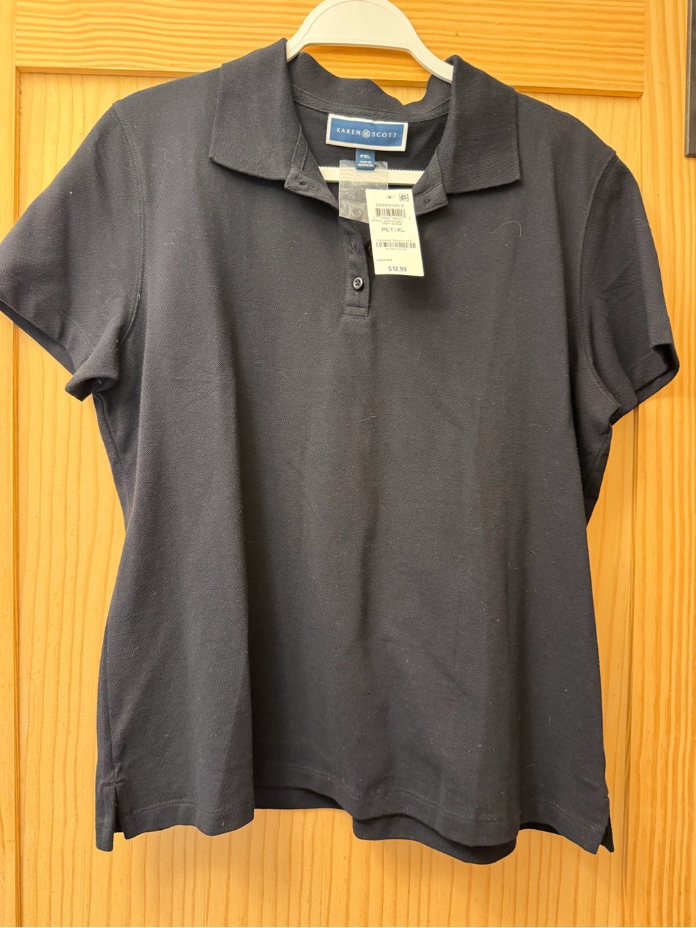 Karen Scott Deep Black Polo with Buttons